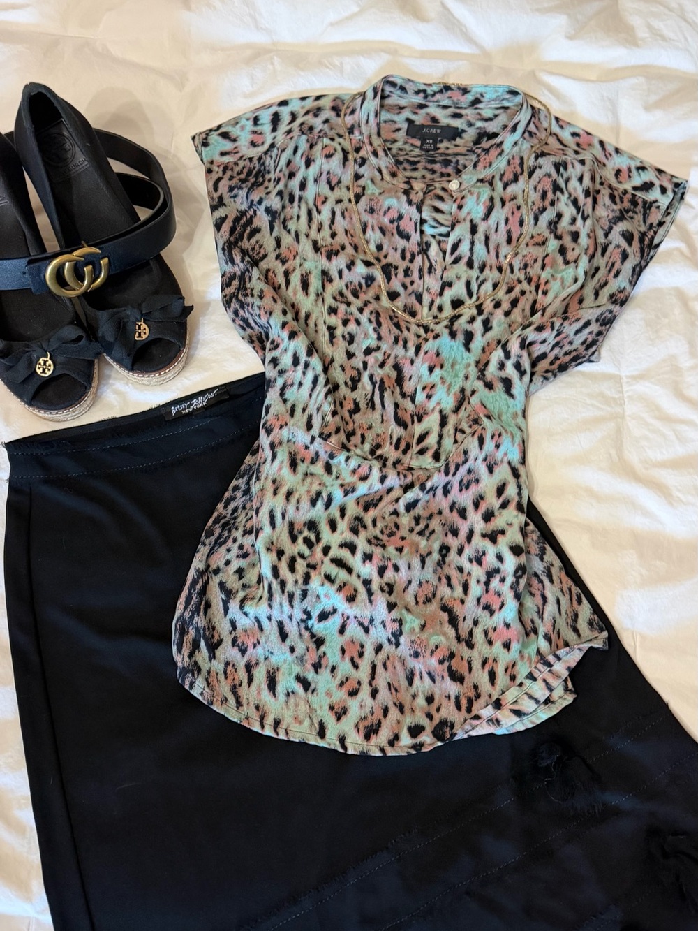 J Crew Pastel Leopard Print Blouse